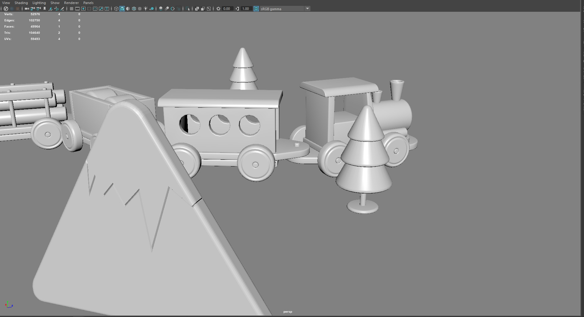 Cartoon Toy Train   Stylized 3D Model Low-poly 3D model_6