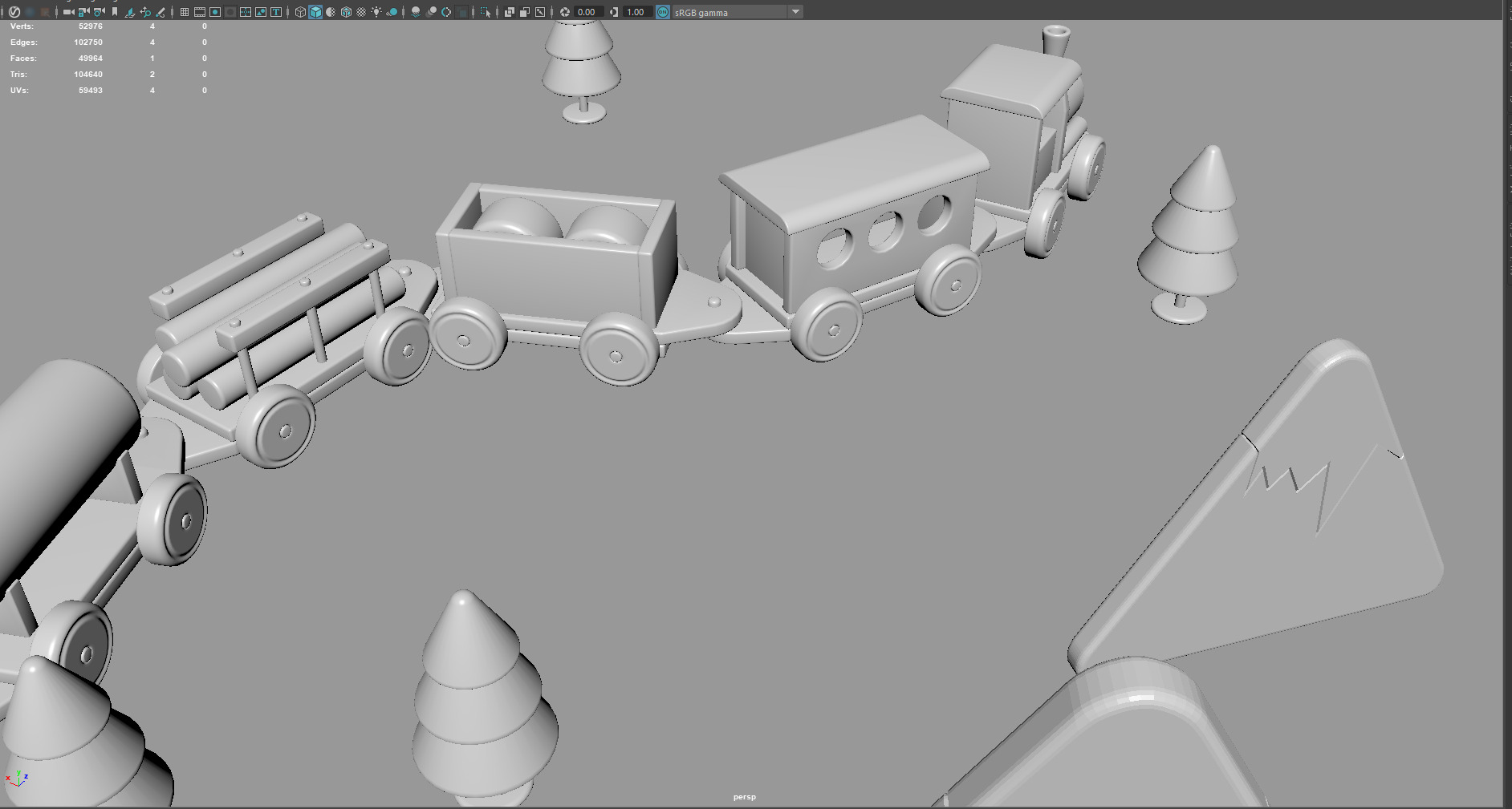 Cartoon Toy Train   Stylized 3D Model Low-poly 3D model_12