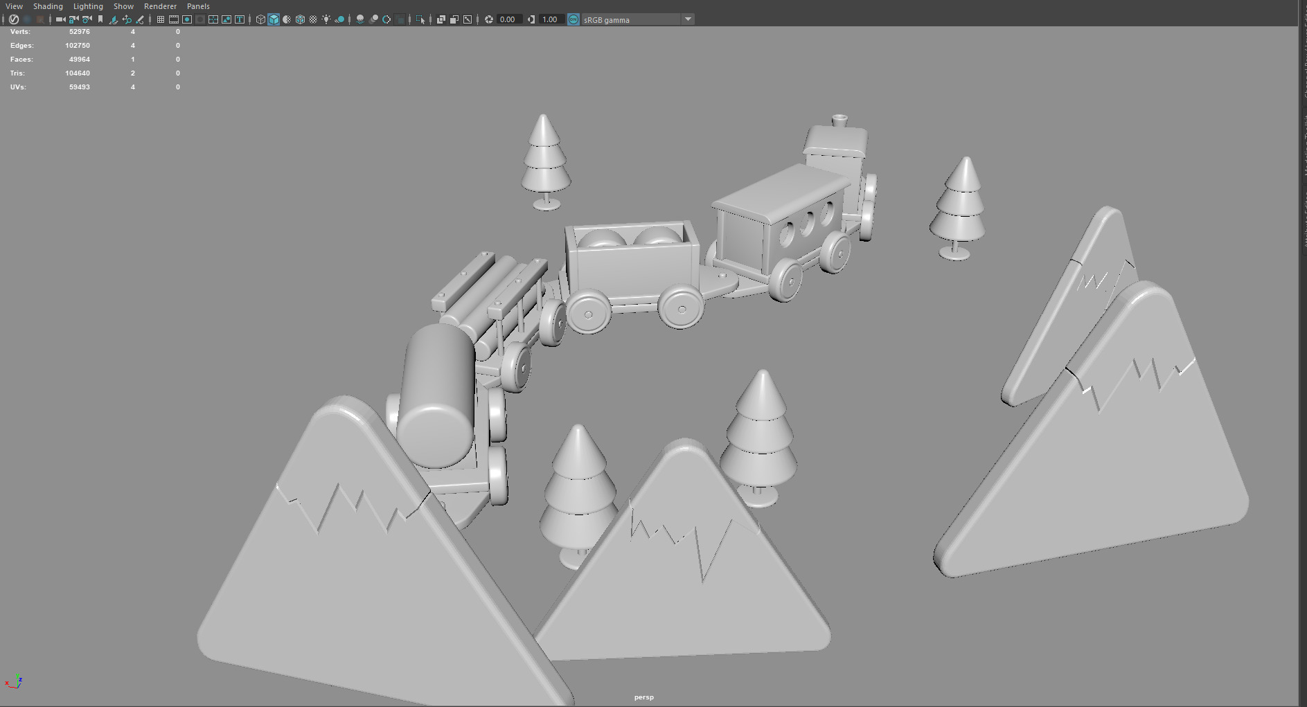 Cartoon Toy Train   Stylized 3D Model Low-poly 3D model_5