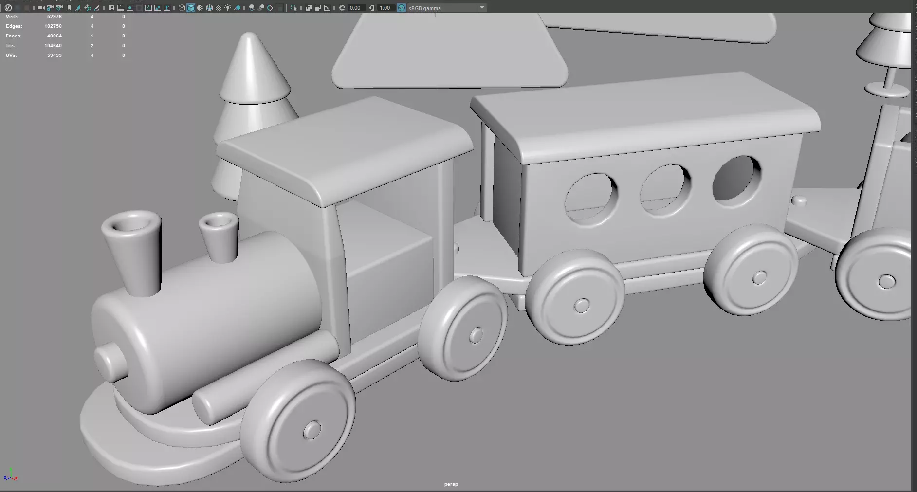 Cartoon Toy Train   Stylized 3D Model Low-poly 3D model_0