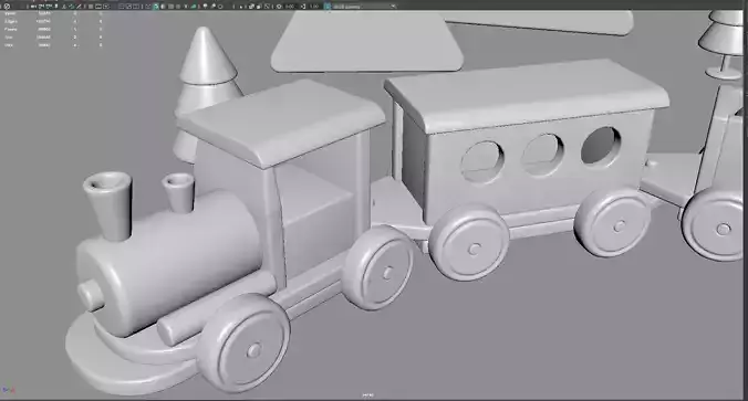 Cartoon Toy Train   Stylized 3D Model Low-poly 3D model