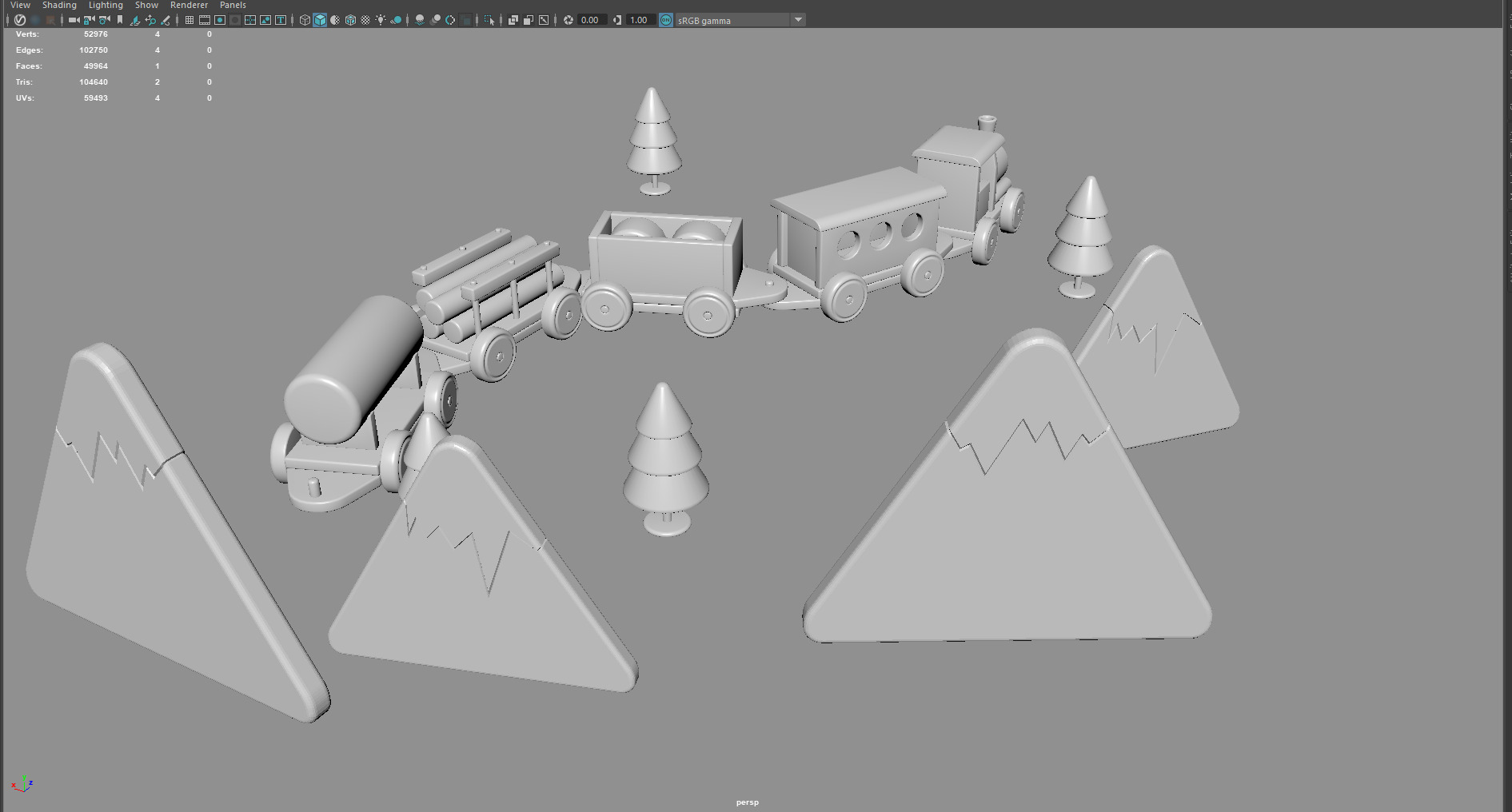 Cartoon Toy Train   Stylized 3D Model Low-poly 3D model_13