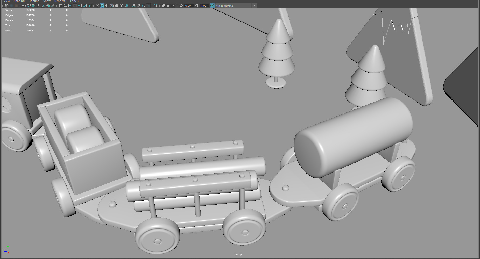 Cartoon Toy Train   Stylized 3D Model Low-poly 3D model_3