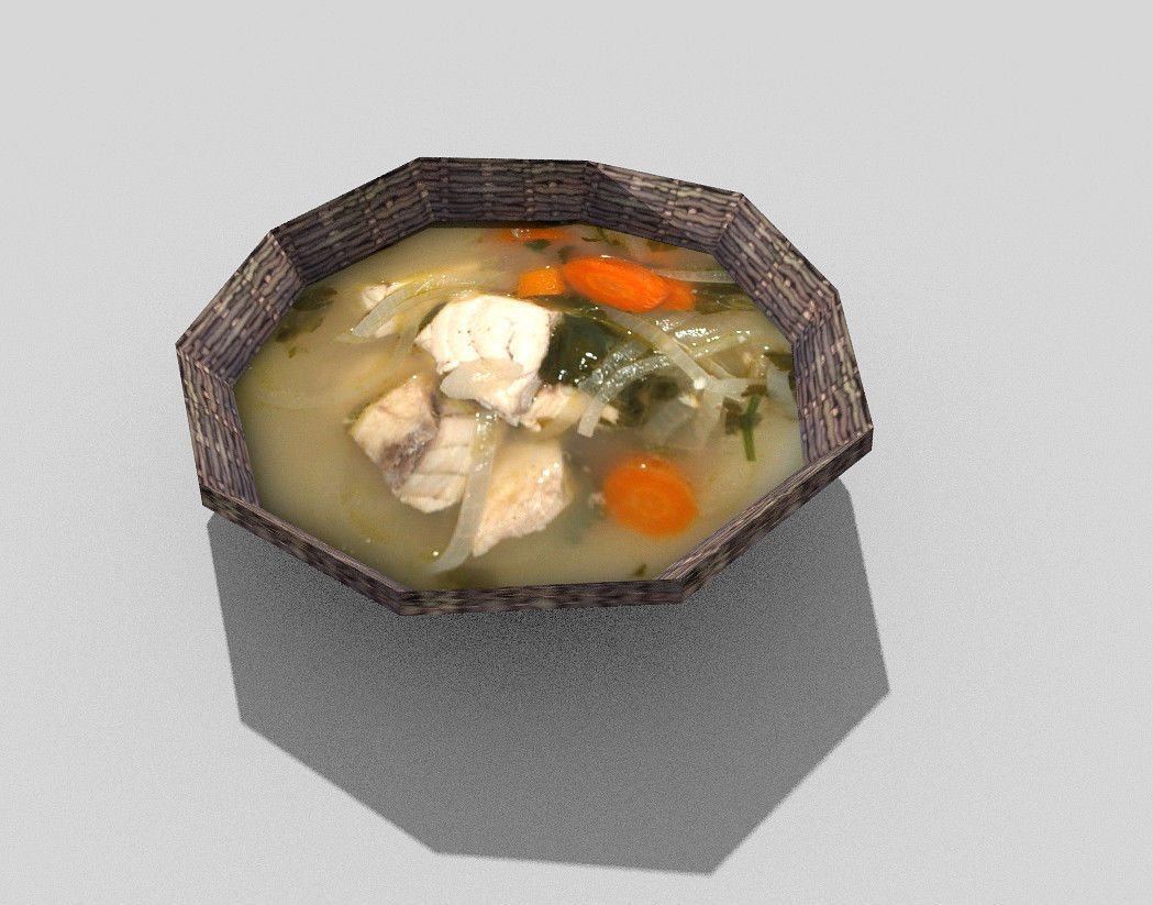 low poly fish soup Low-poly 3D model_2