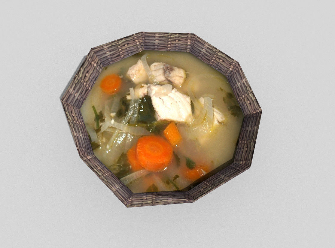 low poly fish soup Low-poly 3D model_4