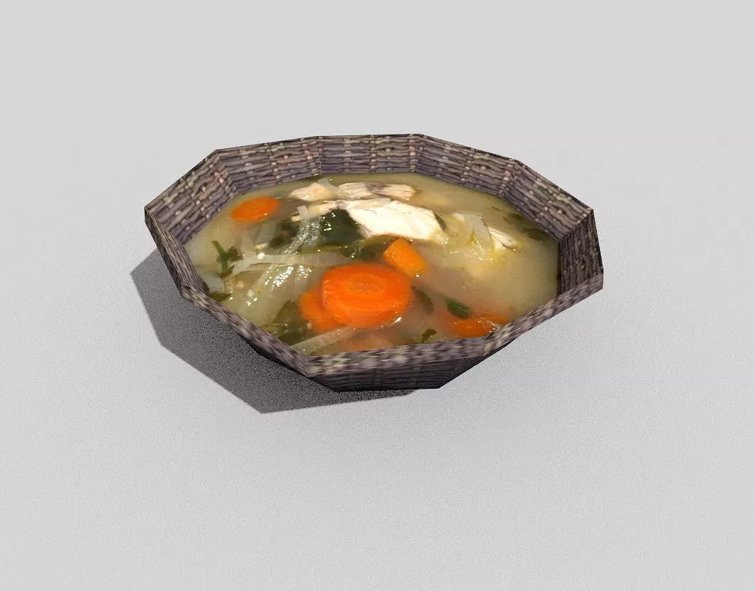 low poly fish soup Low-poly 3D model_0