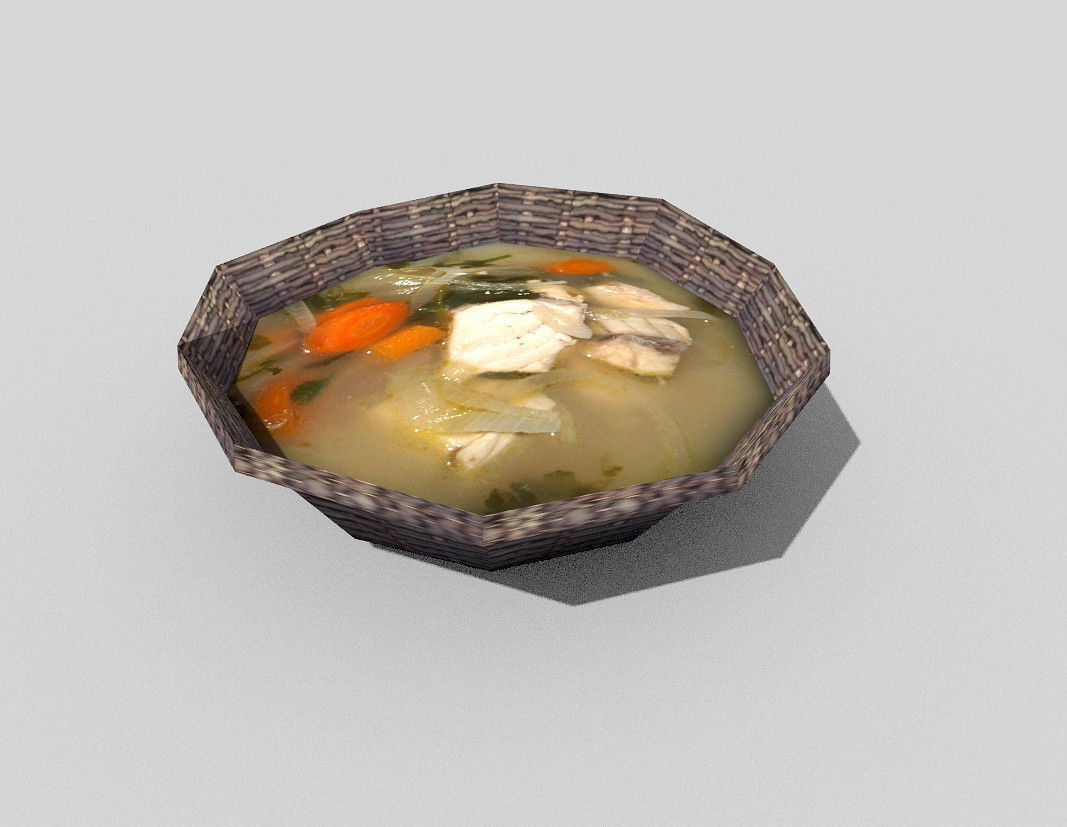 low poly fish soup Low-poly 3D model_1