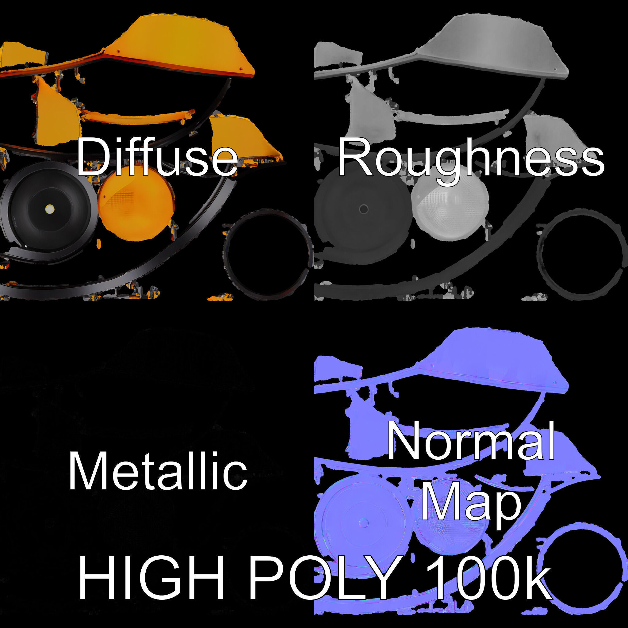 Industrial Traffic Light Model Pack with PBR Textures Low-poly 3D model_4