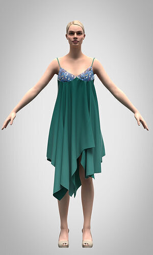 ladies asymmetric dress Low-poly 3D model