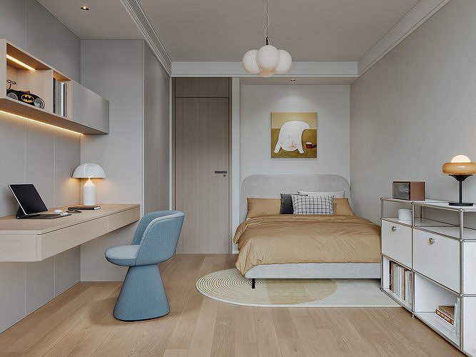 Modern Minimalist Single Bedroom  69 3D model