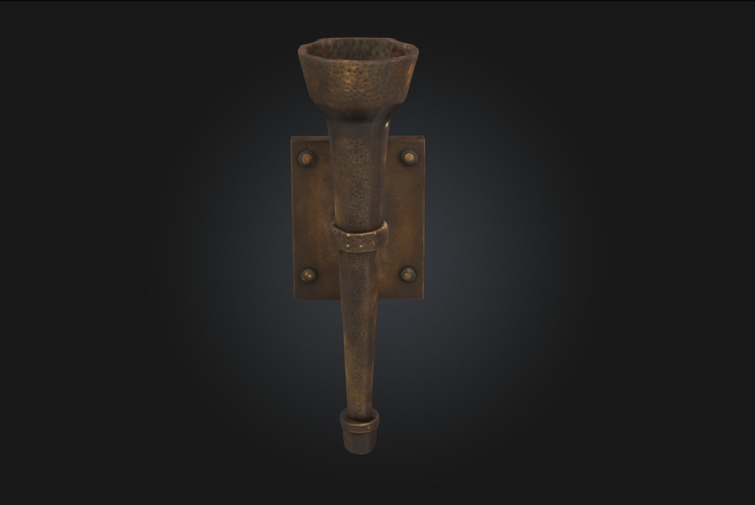 Torch Holder  Medieval Illumination Support 3D model_2