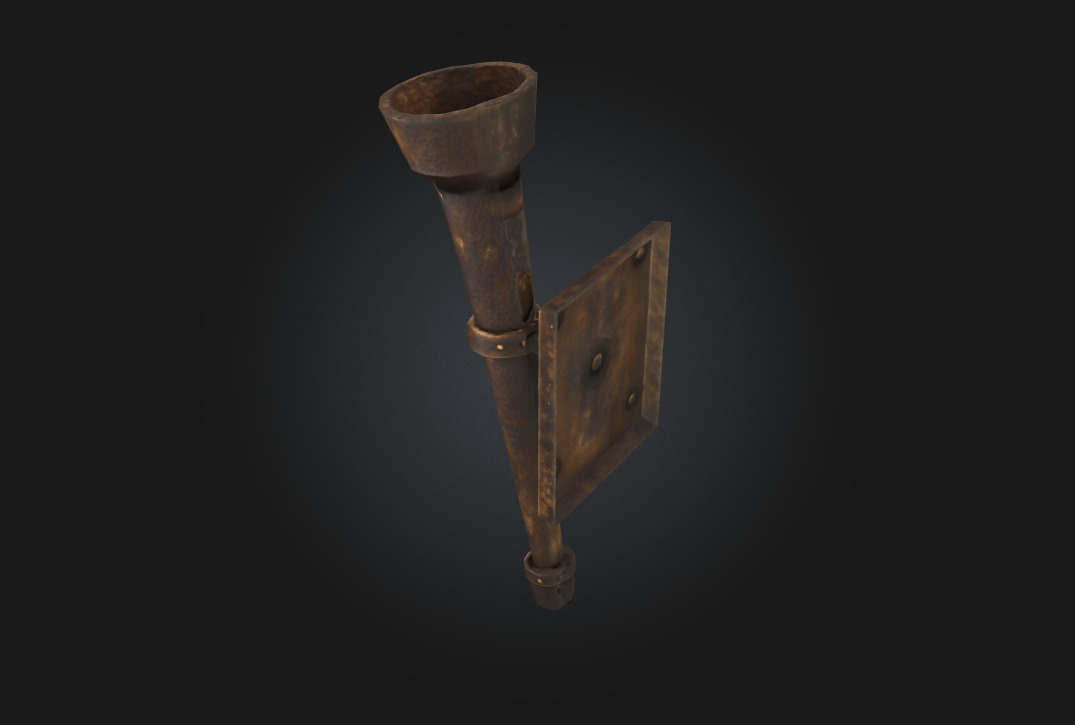 Torch Holder  Medieval Illumination Support 3D model_3