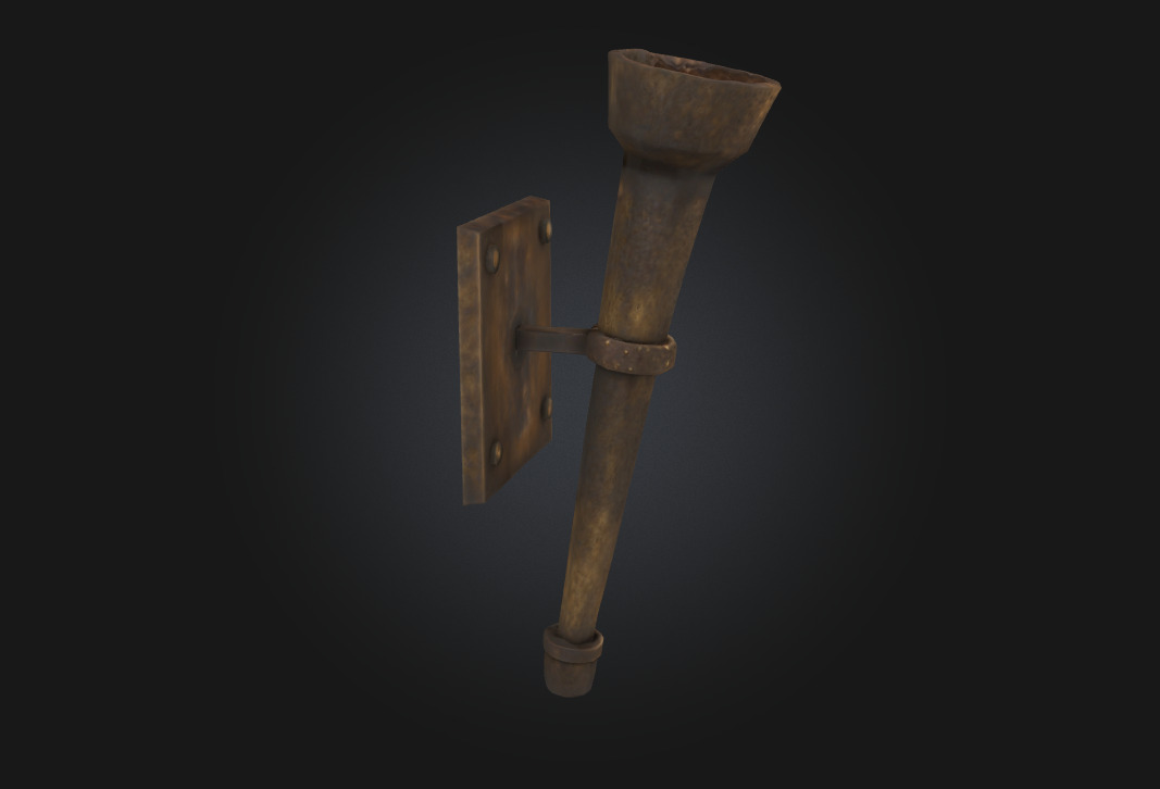 Torch Holder  Medieval Illumination Support 3D model_1