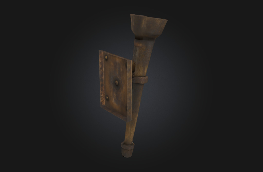 Torch Holder  Medieval Illumination Support 3D model_4