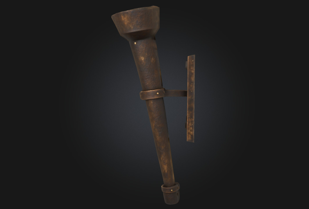 Torch Holder  Medieval Illumination Support 3D model_5