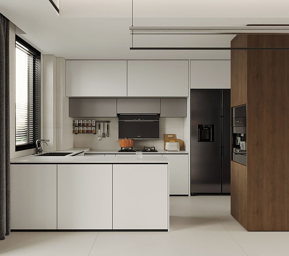 Modern Minimalist Kitchen Interior 63 3D model