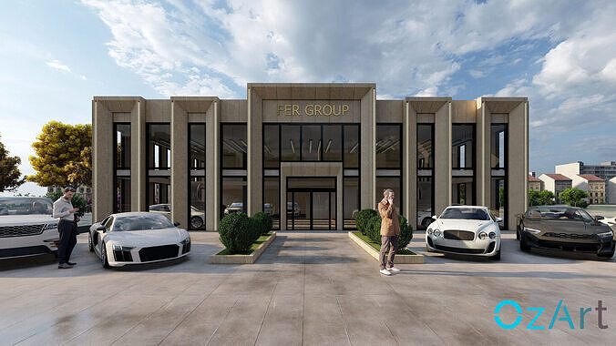 Modern Car Gallery  Office Building 3D model