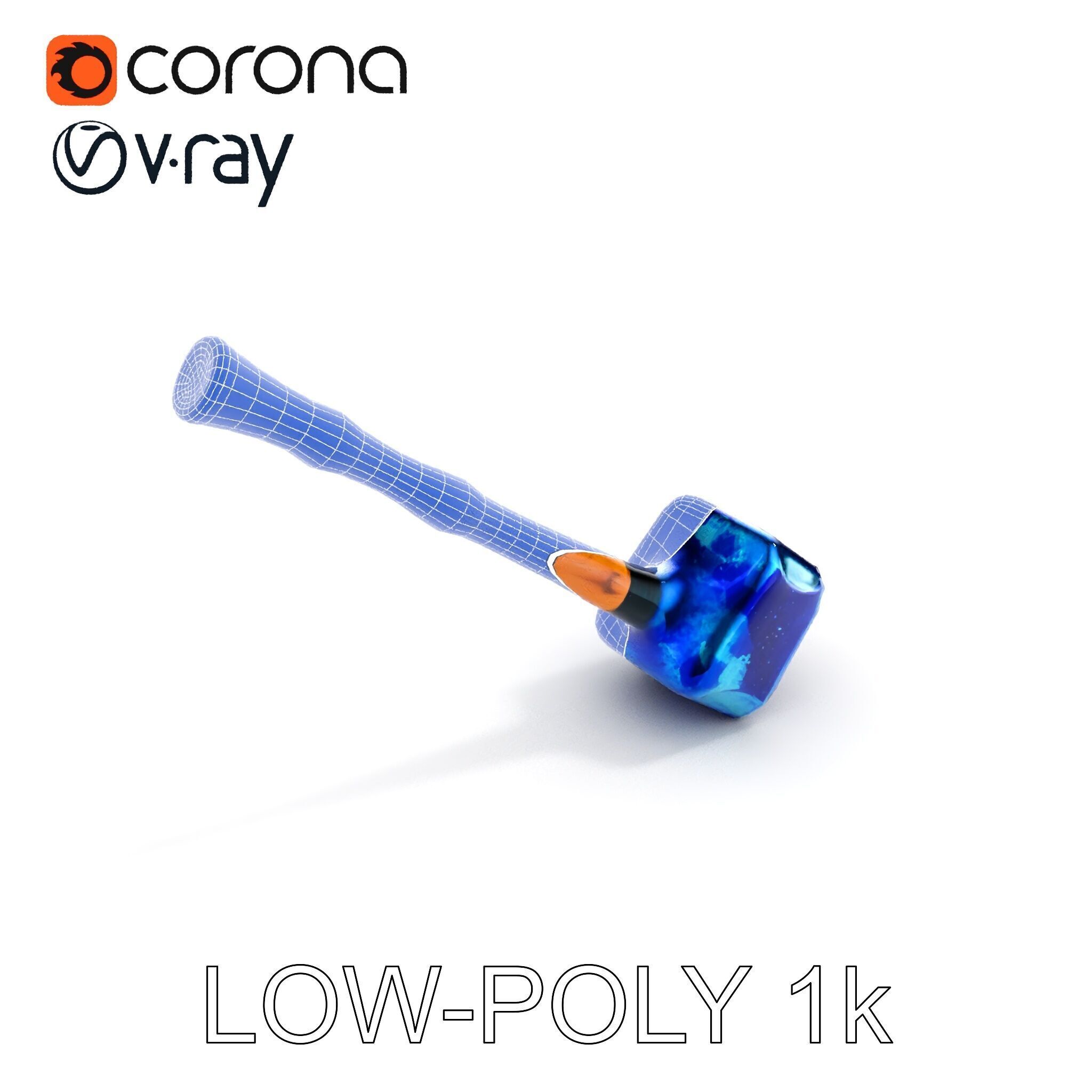 Crystal Hammer and Wooden Handle D Model Pack Low-poly 3D model_35