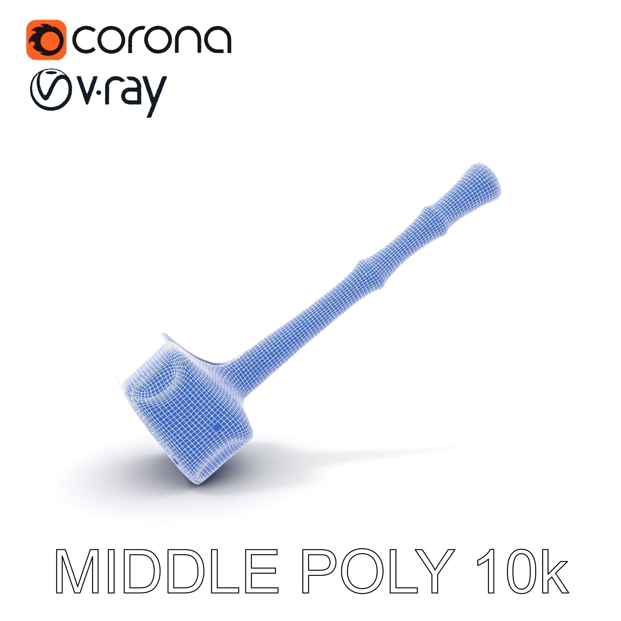 Crystal Hammer and Wooden Handle D Model Pack Low-poly 3D model_26