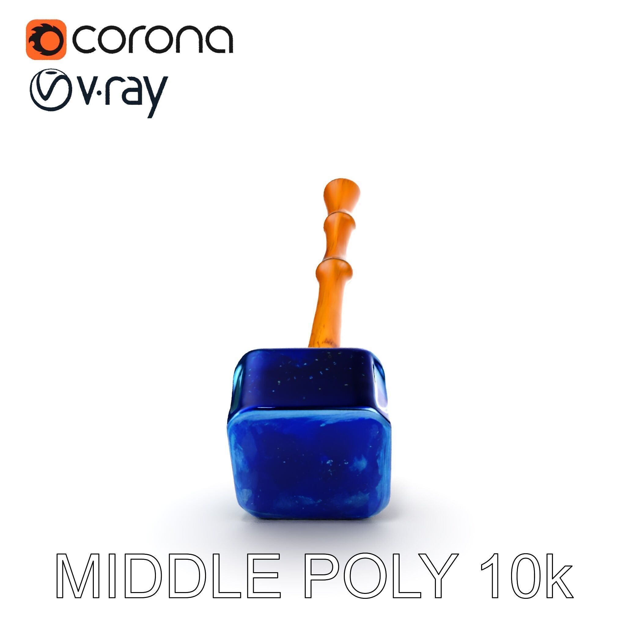 Crystal Hammer and Wooden Handle D Model Pack Low-poly 3D model_7