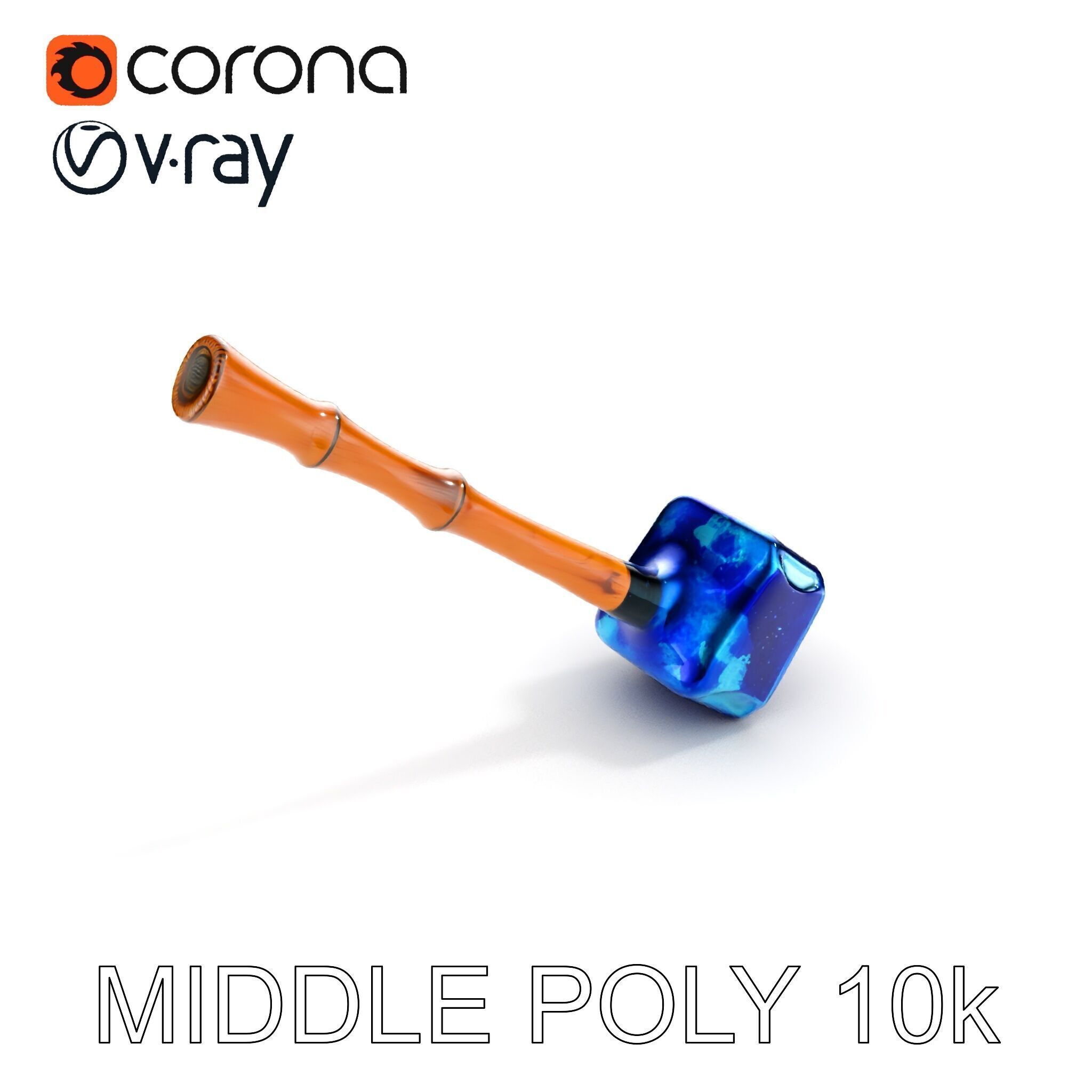 Crystal Hammer and Wooden Handle D Model Pack Low-poly 3D model_23