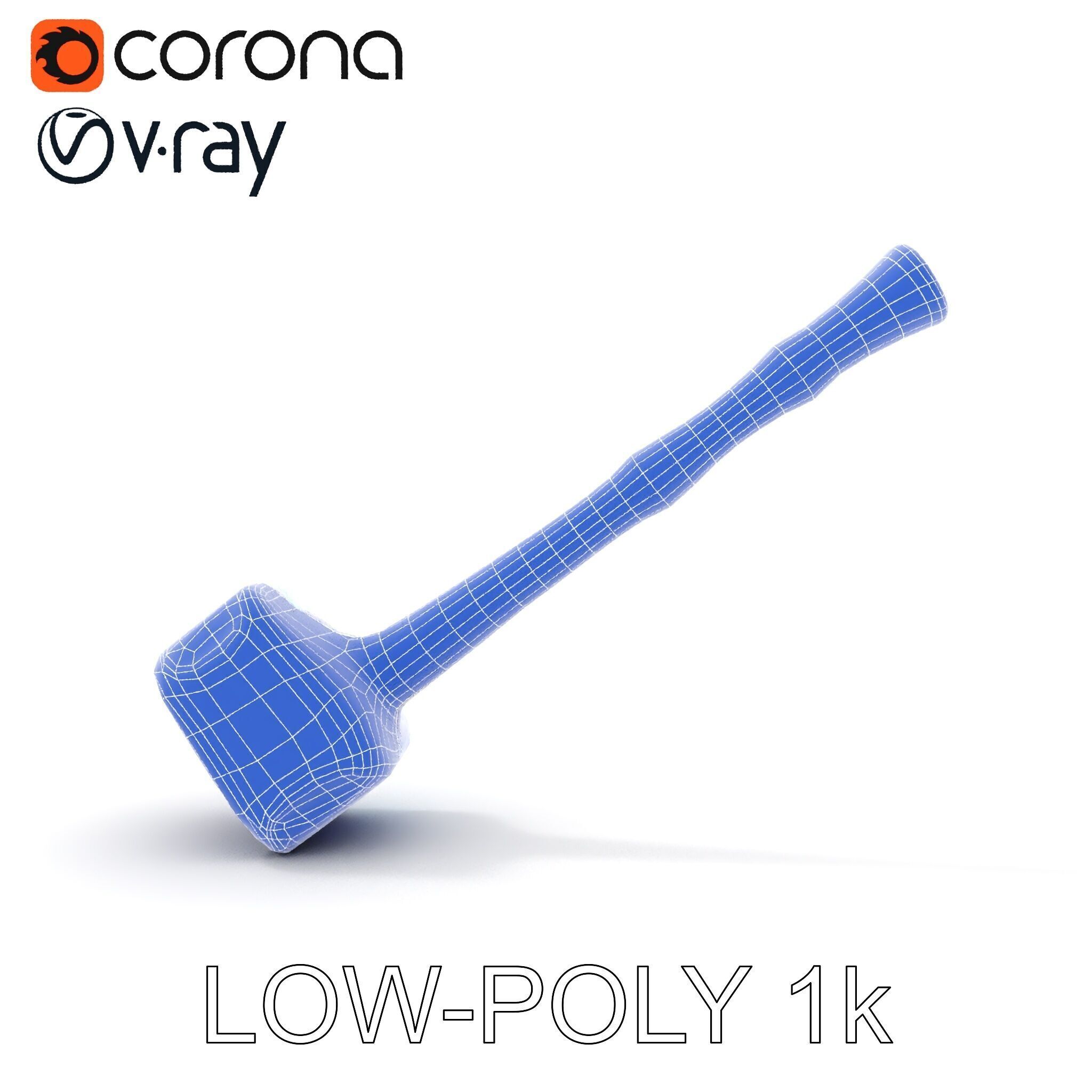 Crystal Hammer and Wooden Handle D Model Pack Low-poly 3D model_19