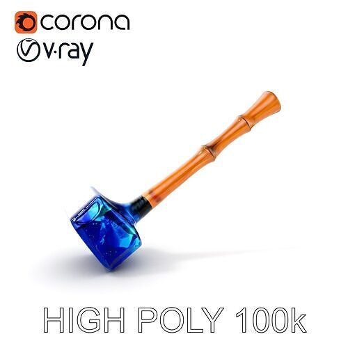Crystal Hammer and Wooden Handle D Model Pack Low-poly 3D model
