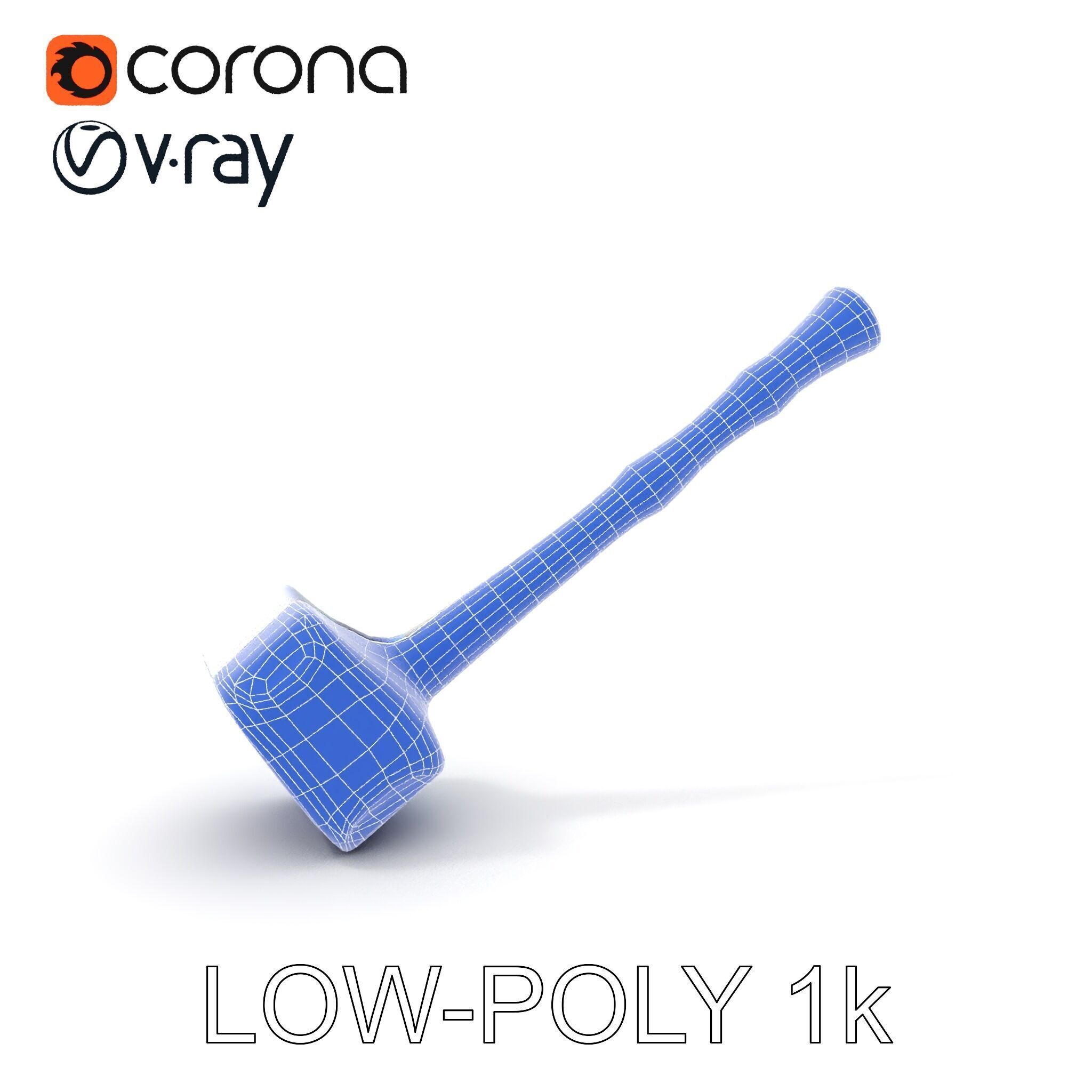 Crystal Hammer and Wooden Handle D Model Pack Low-poly 3D model_29