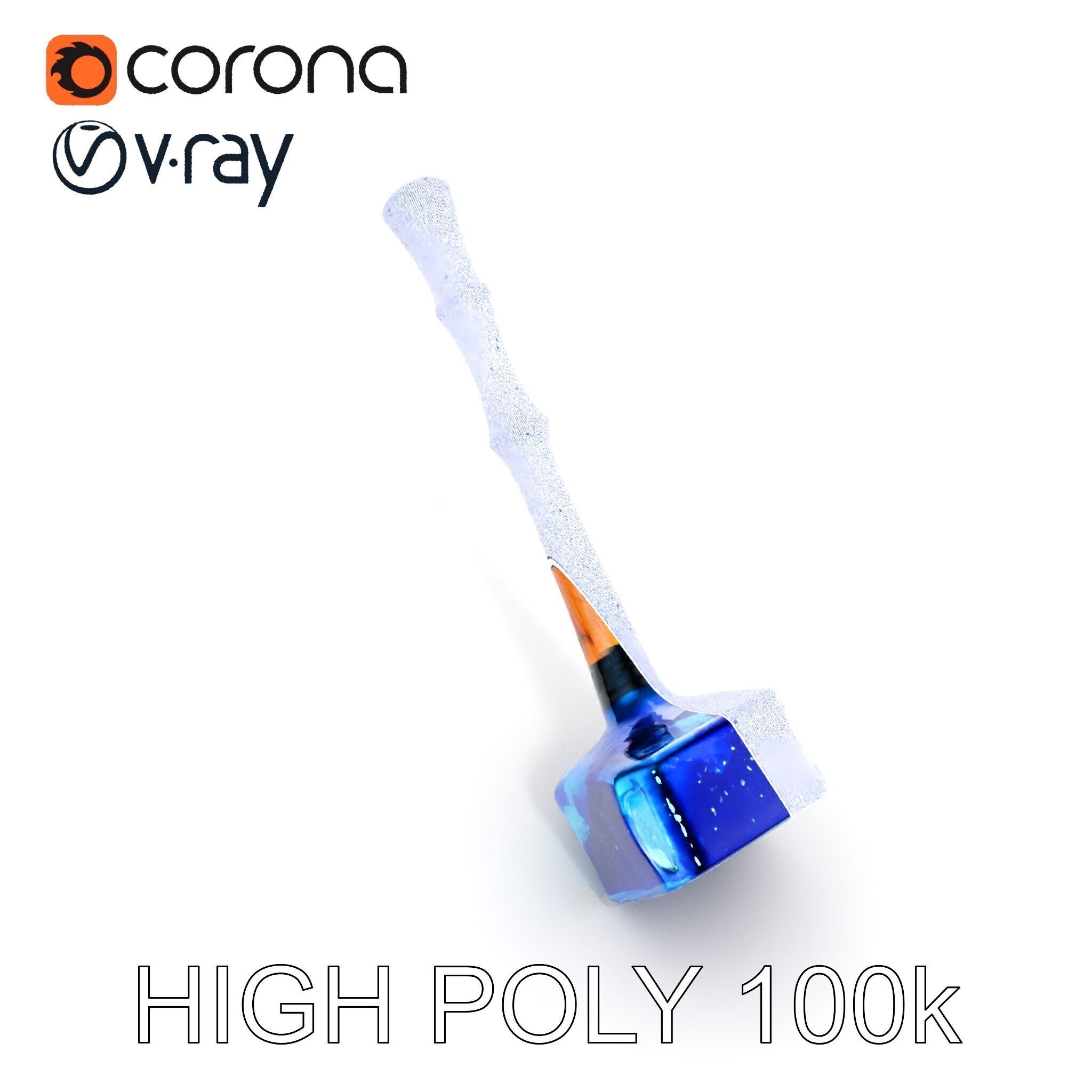 Crystal Hammer and Wooden Handle D Model Pack Low-poly 3D model_14