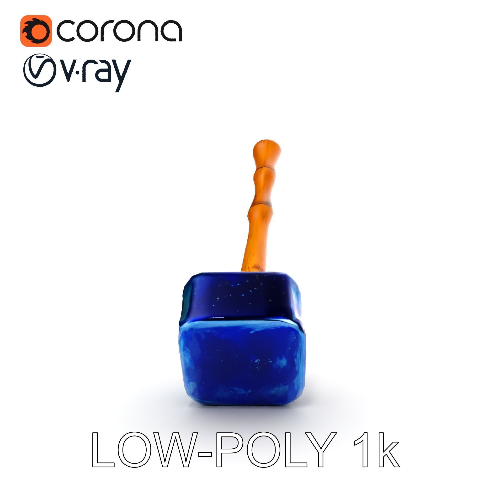 Crystal Hammer and Wooden Handle D Model Pack Low-poly 3D model_24