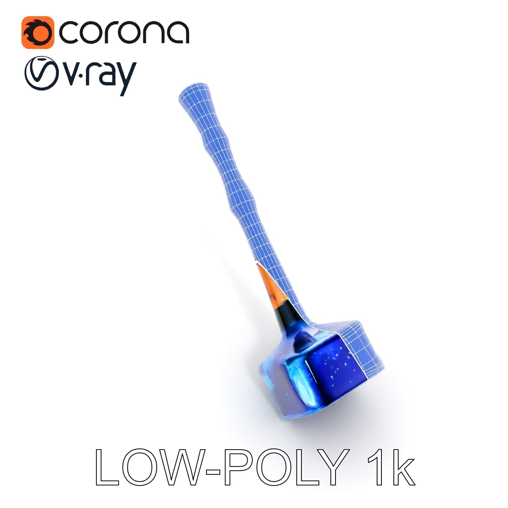 Crystal Hammer and Wooden Handle D Model Pack Low-poly 3D model_32