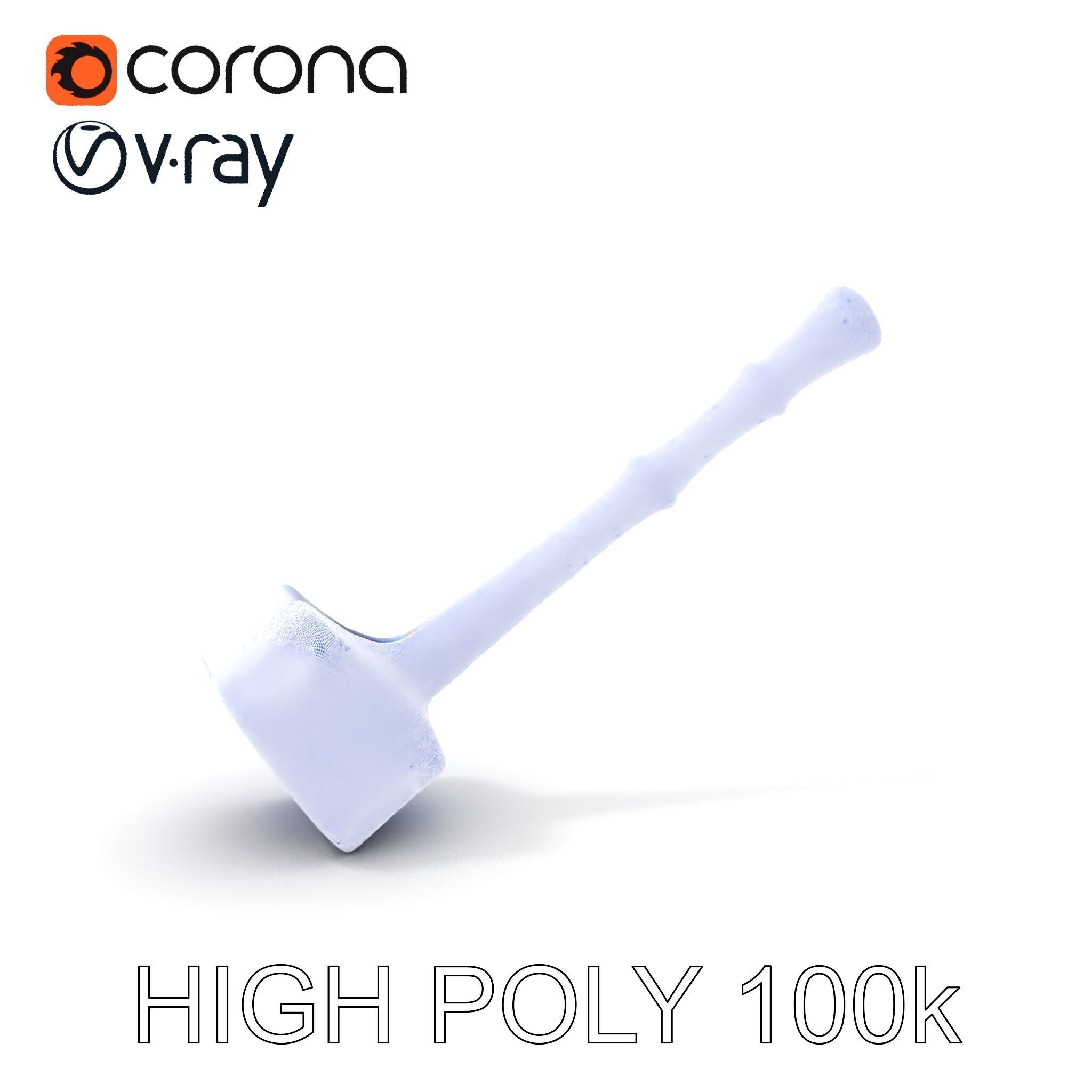 Crystal Hammer and Wooden Handle D Model Pack Low-poly 3D model_5