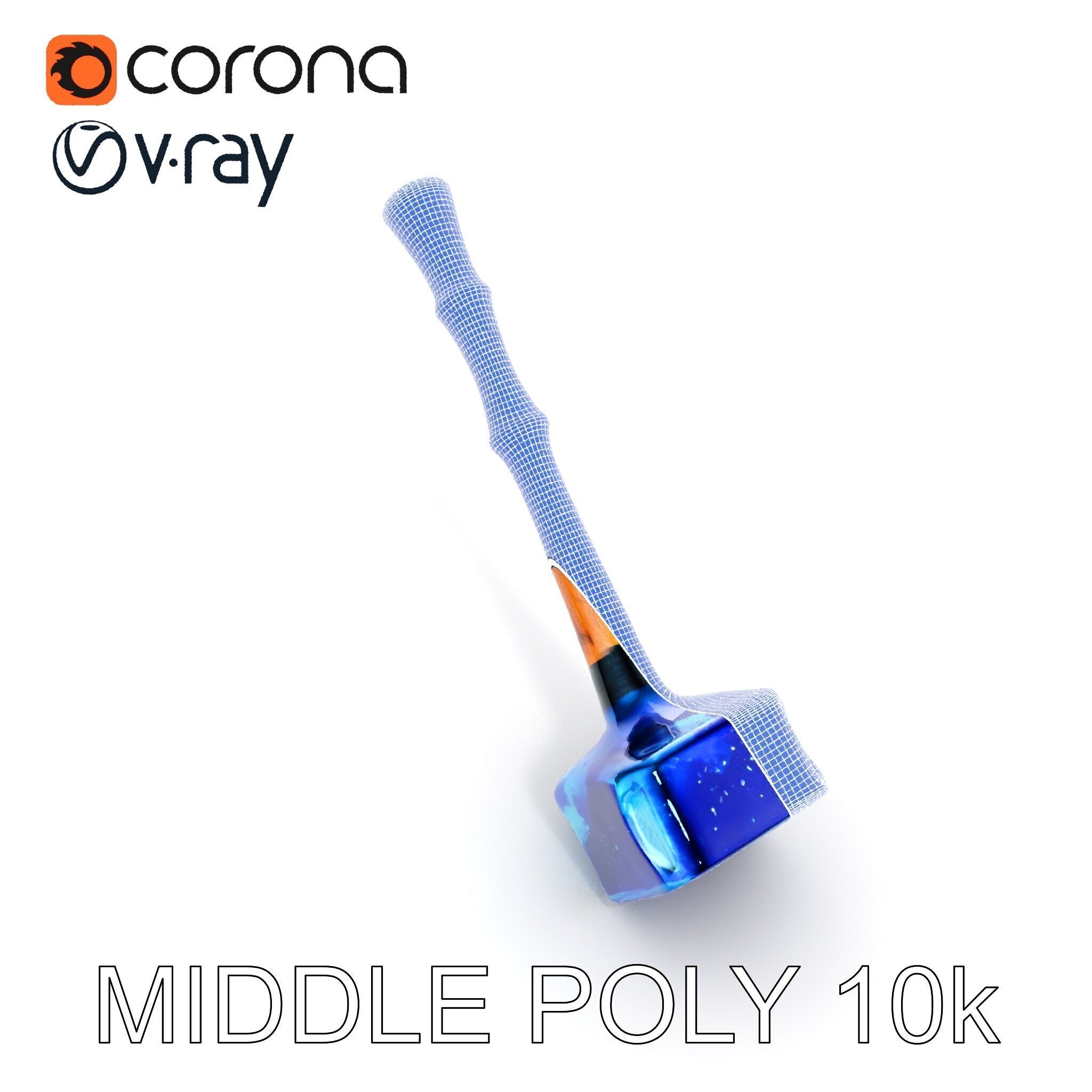 Crystal Hammer and Wooden Handle D Model Pack Low-poly 3D model_12