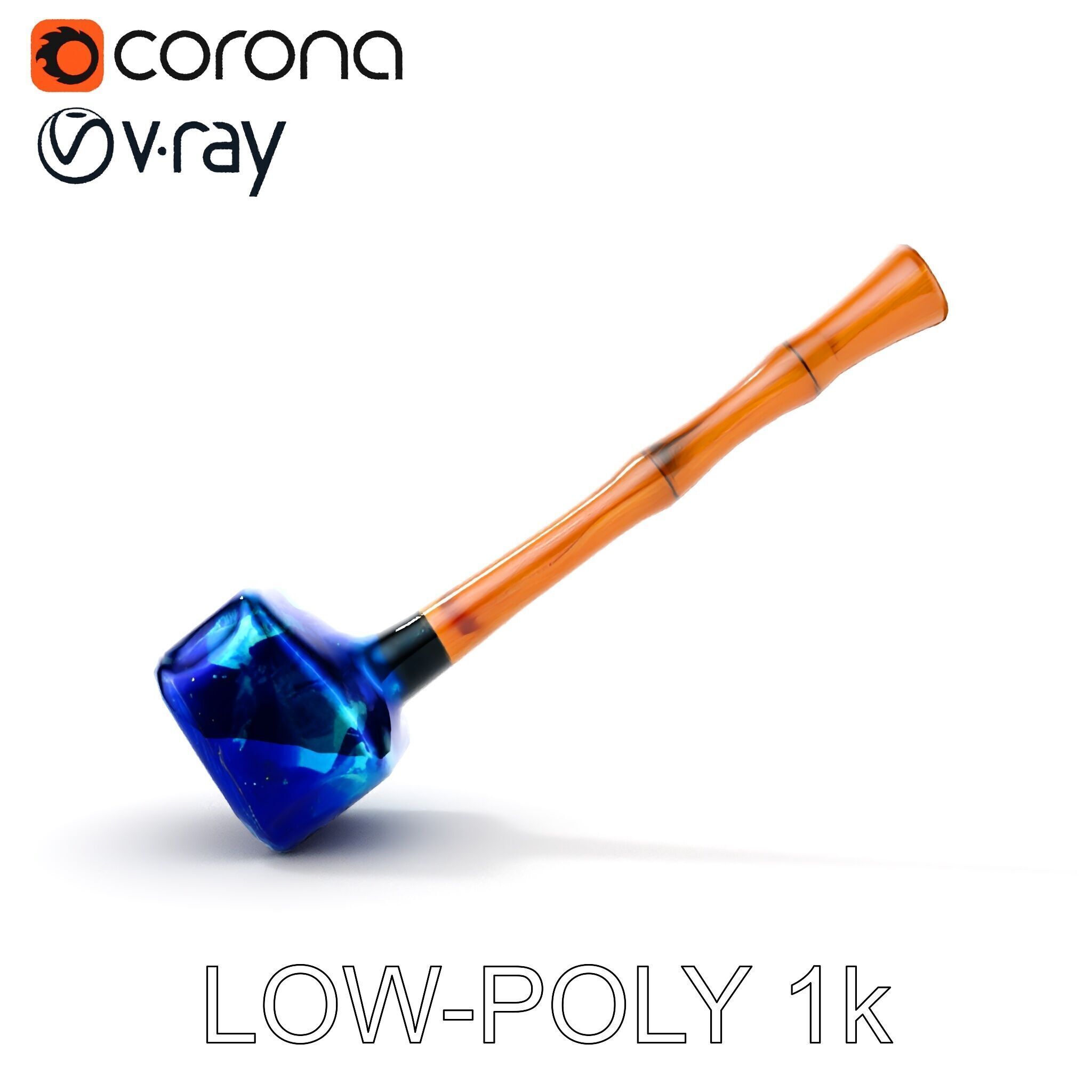 Crystal Hammer and Wooden Handle D Model Pack Low-poly 3D model_22