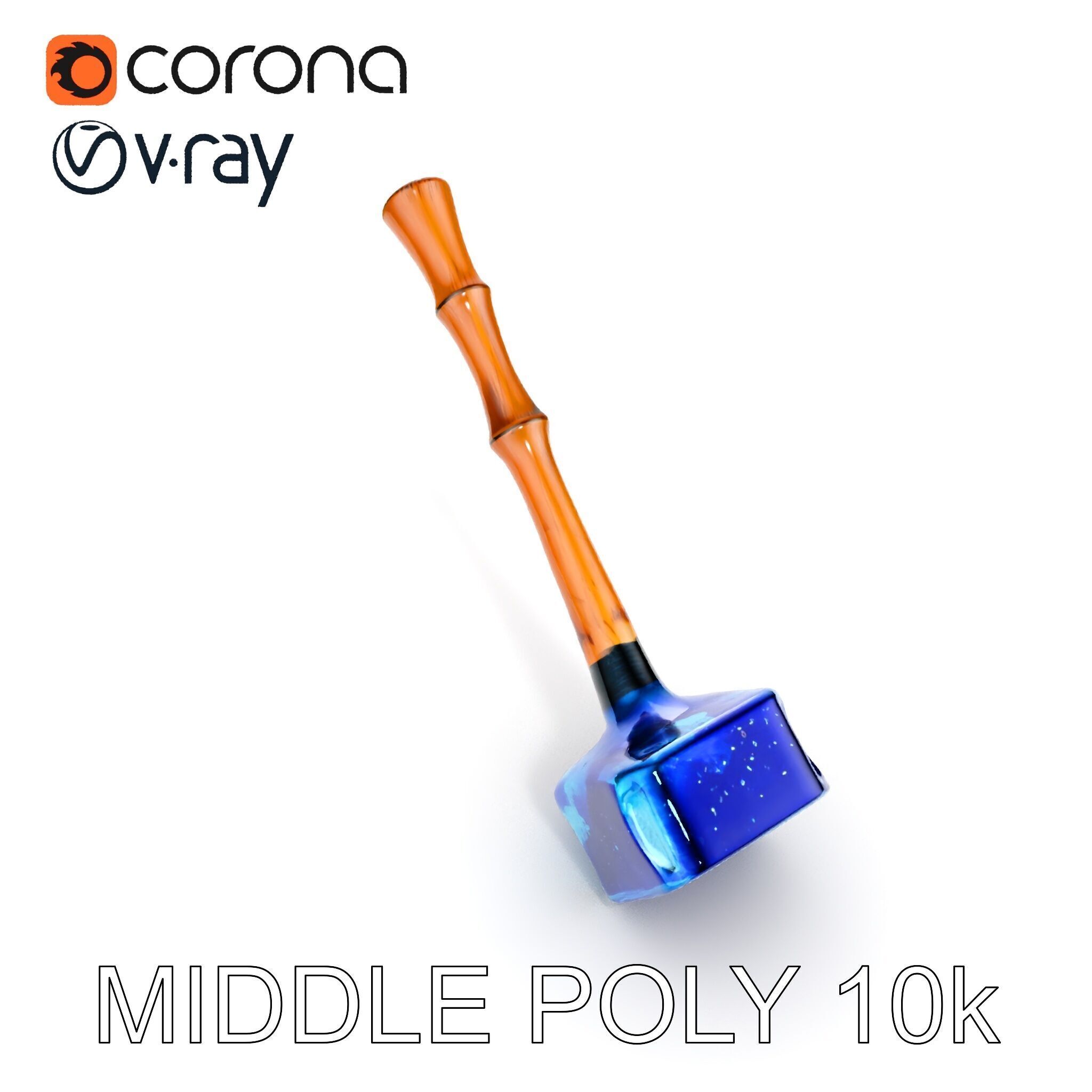 Crystal Hammer and Wooden Handle D Model Pack Low-poly 3D model_21