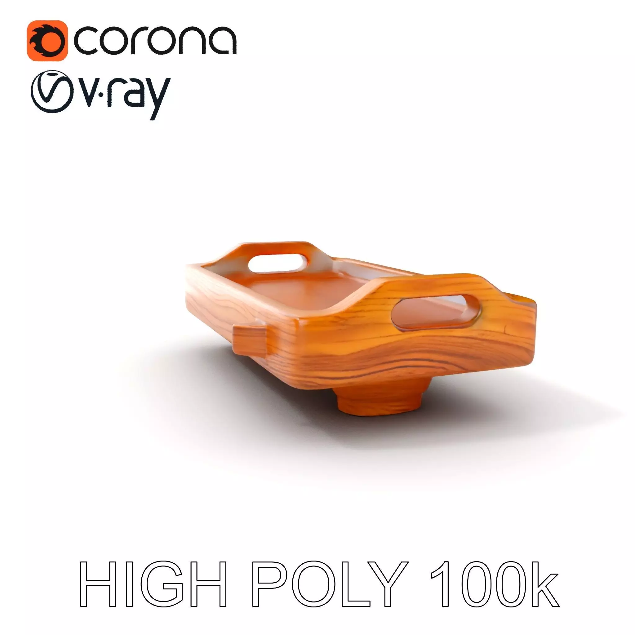 Wooden Serving Tray D Model Pack Low-poly 3D model_0