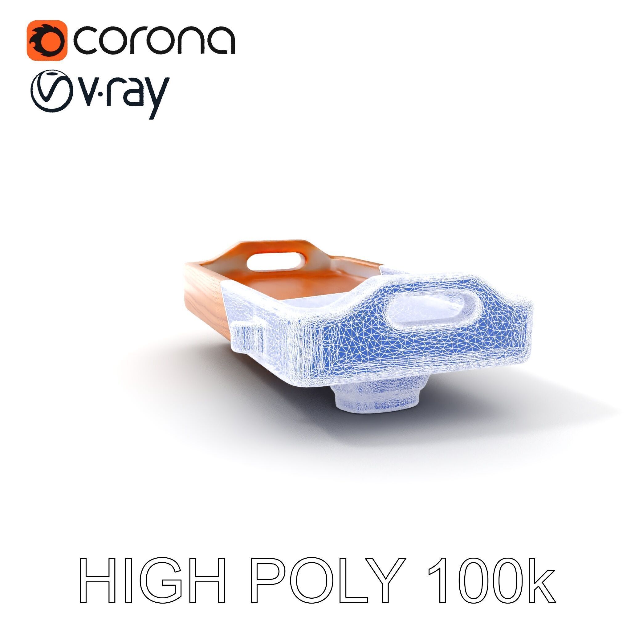 Wooden Serving Tray D Model Pack Low-poly 3D model_5