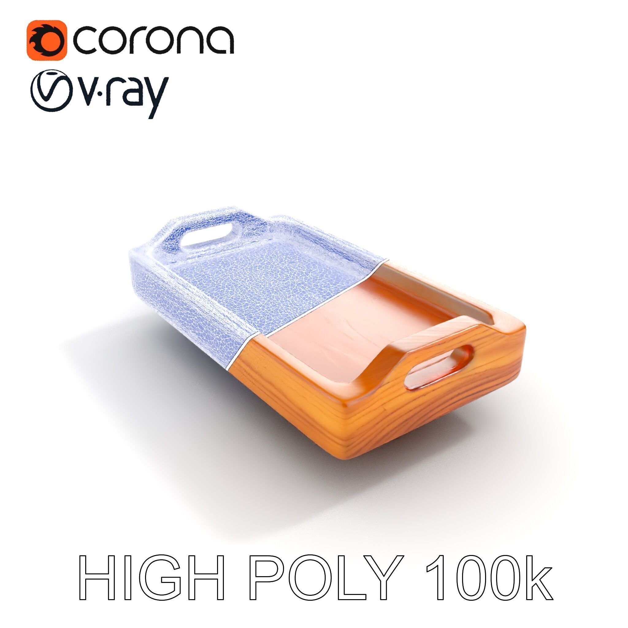 Wooden Serving Tray D Model Pack Low-poly 3D model_24