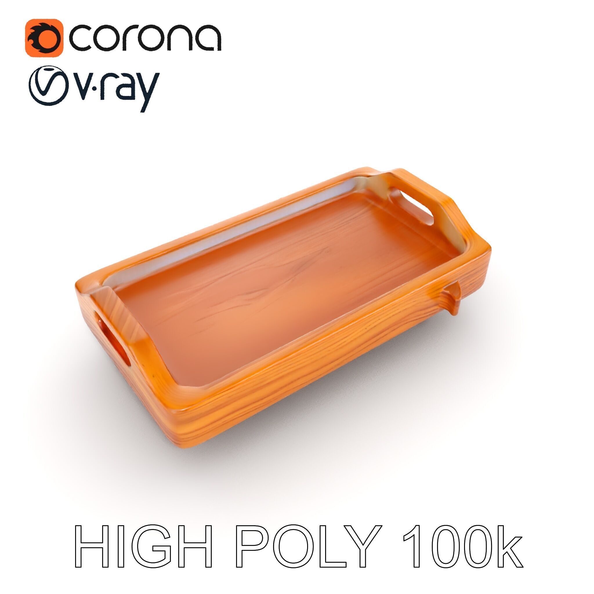 Wooden Serving Tray D Model Pack Low-poly 3D model_29