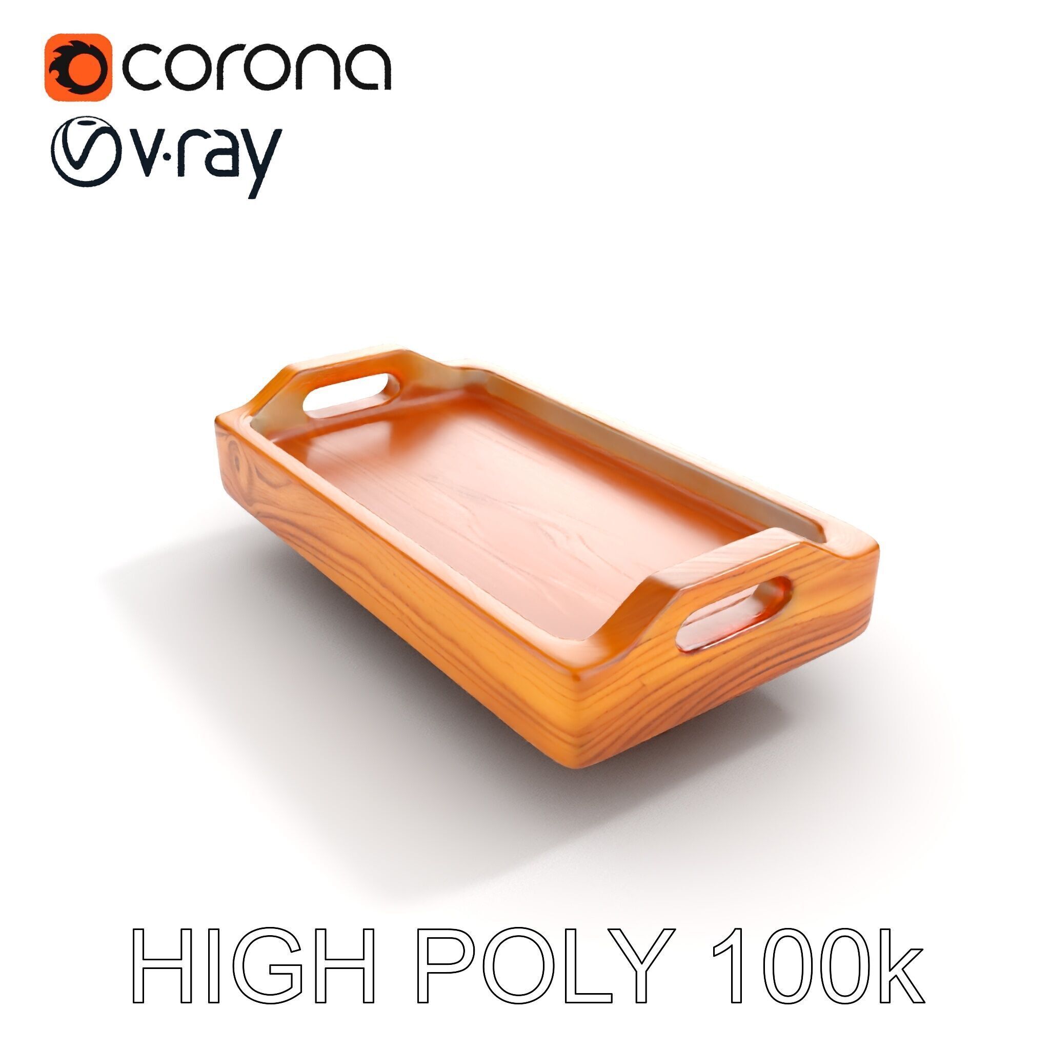 Wooden Serving Tray D Model Pack Low-poly 3D model_11
