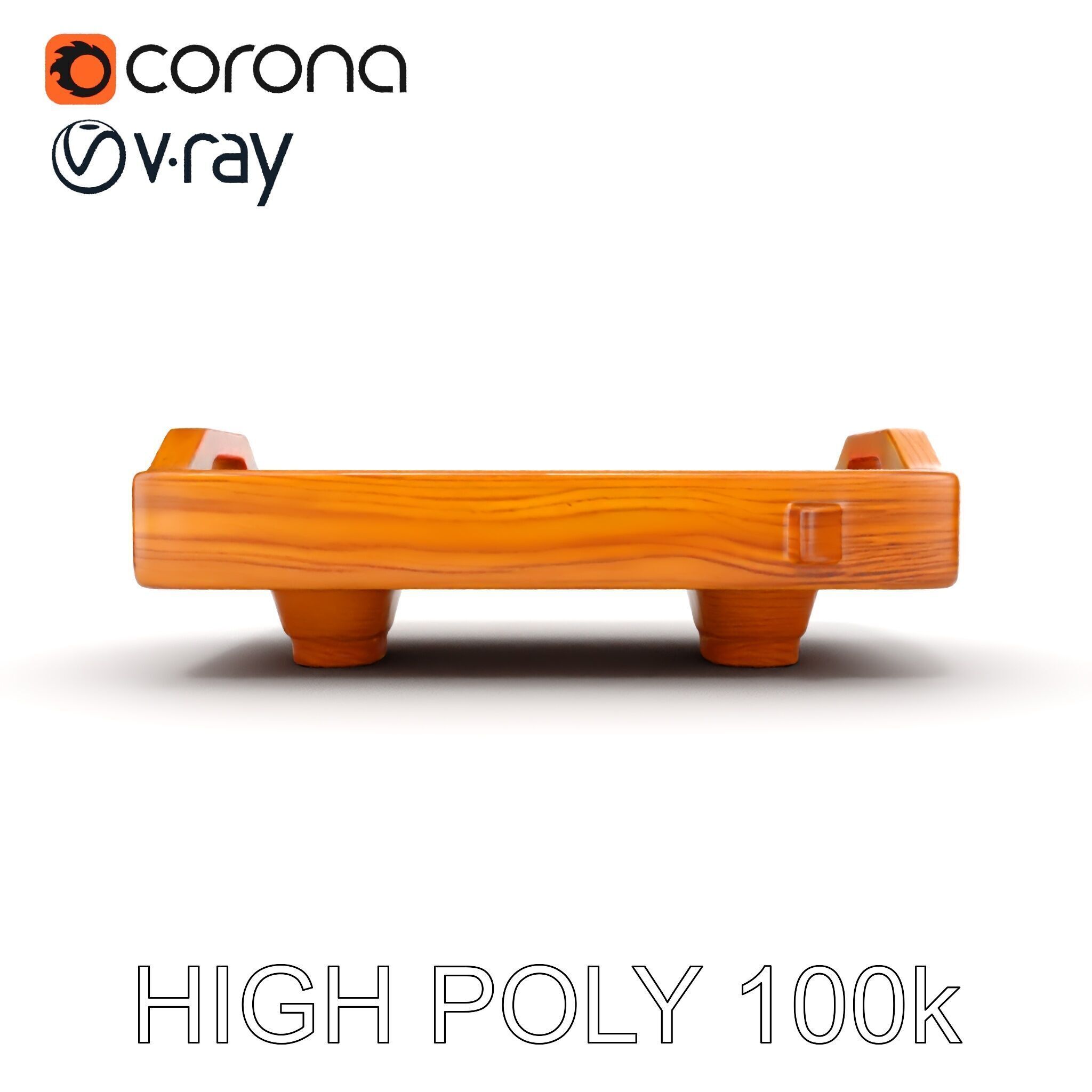 Wooden Serving Tray D Model Pack Low-poly 3D model_17