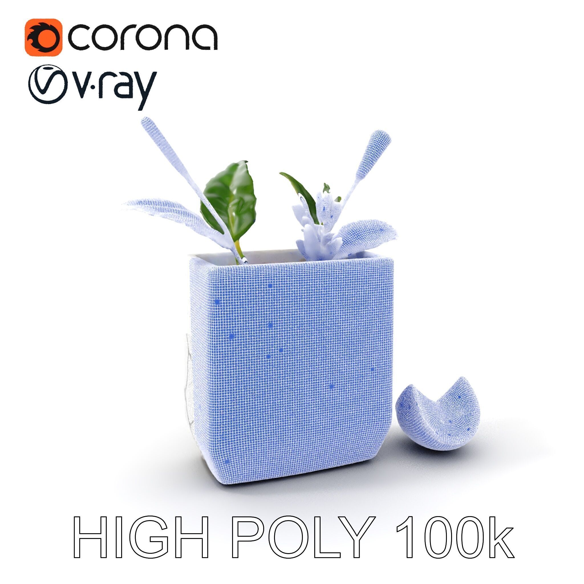 Marble Planter with Lime Slice Model Pack Low-poly 3D model_5