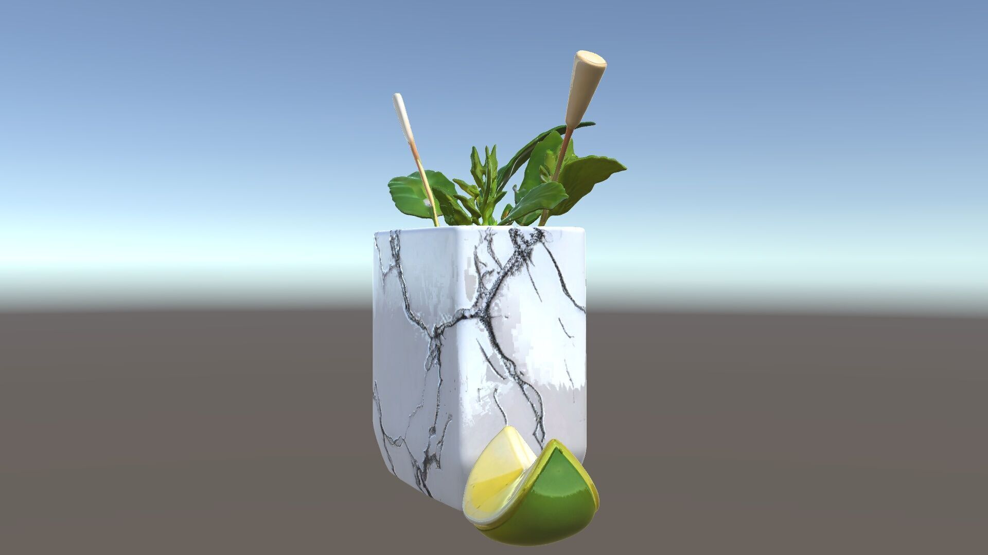 Marble Planter with Lime Slice Model Pack Low-poly 3D model_6