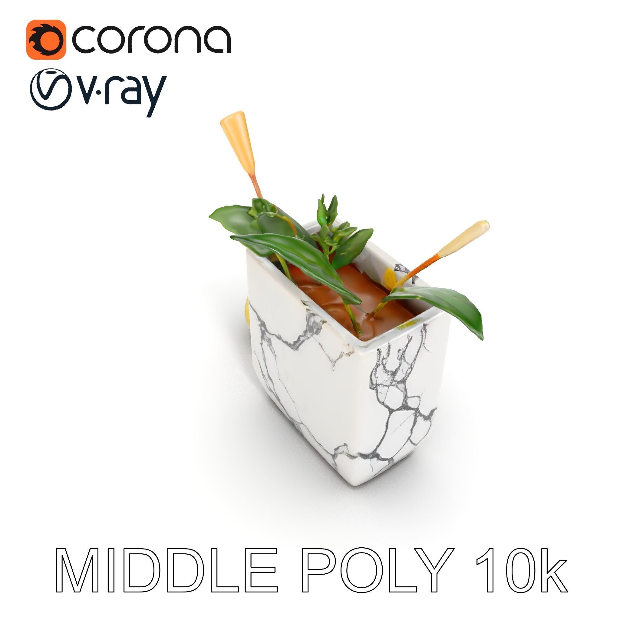 Marble Planter with Lime Slice Model Pack Low-poly 3D model_31