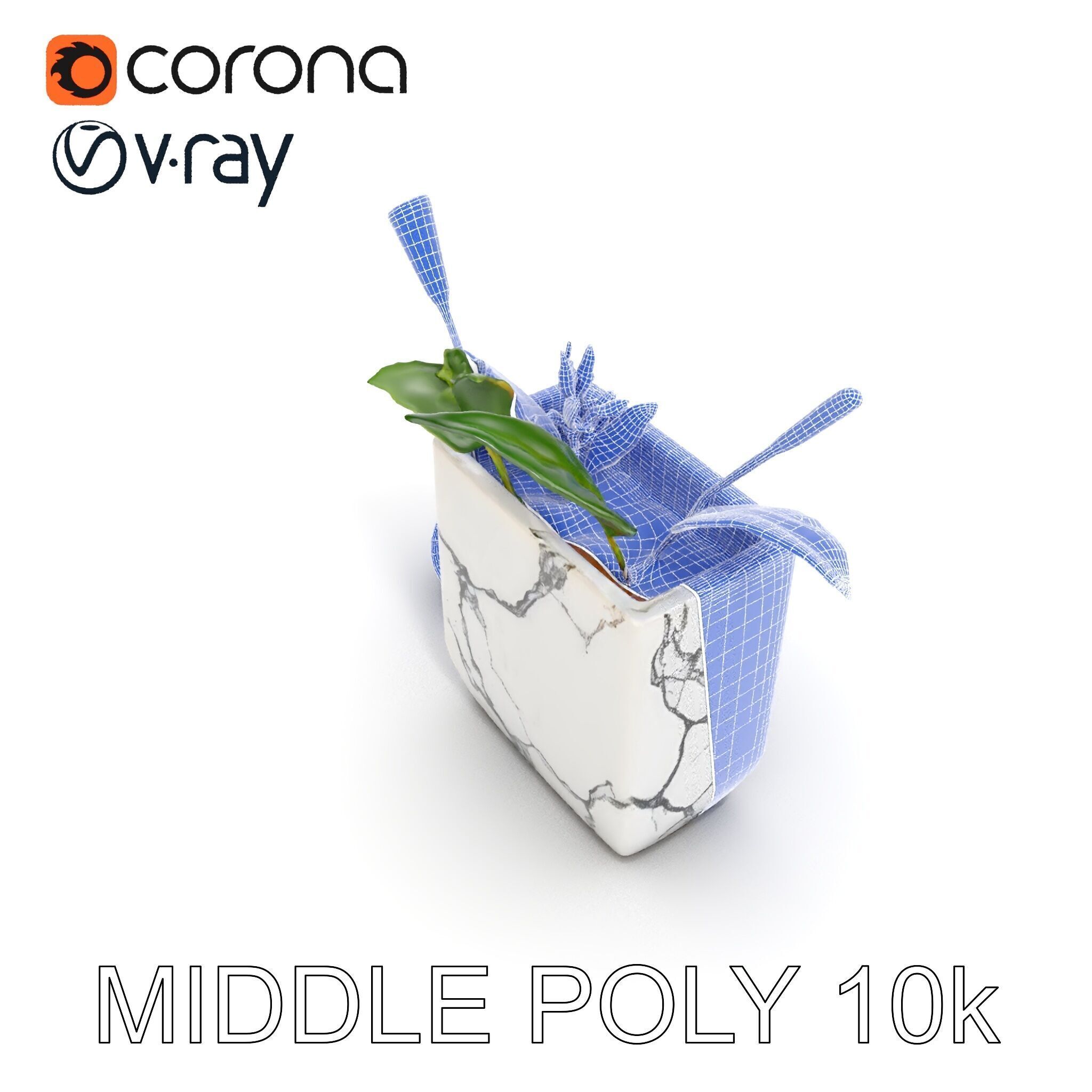 Marble Planter with Lime Slice Model Pack Low-poly 3D model_25