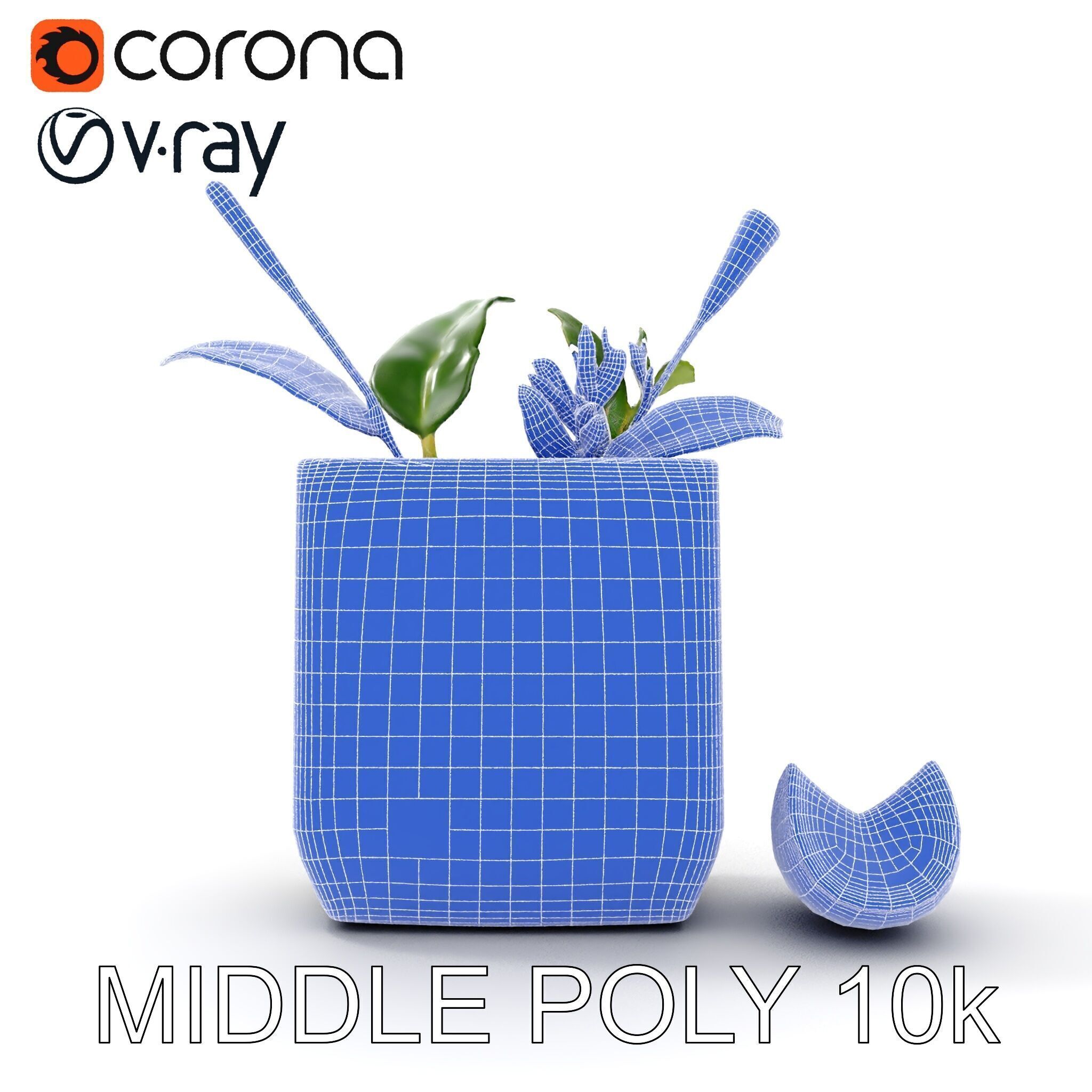 Marble Planter with Lime Slice Model Pack Low-poly 3D model_11