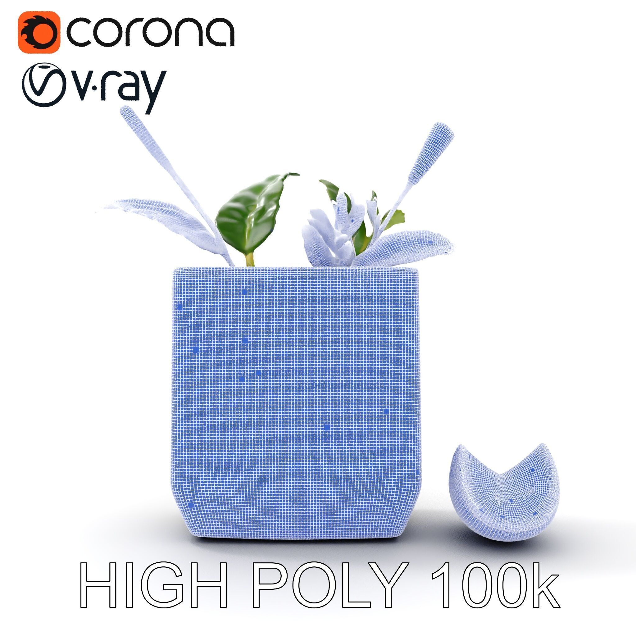 Marble Planter with Lime Slice Model Pack Low-poly 3D model_30