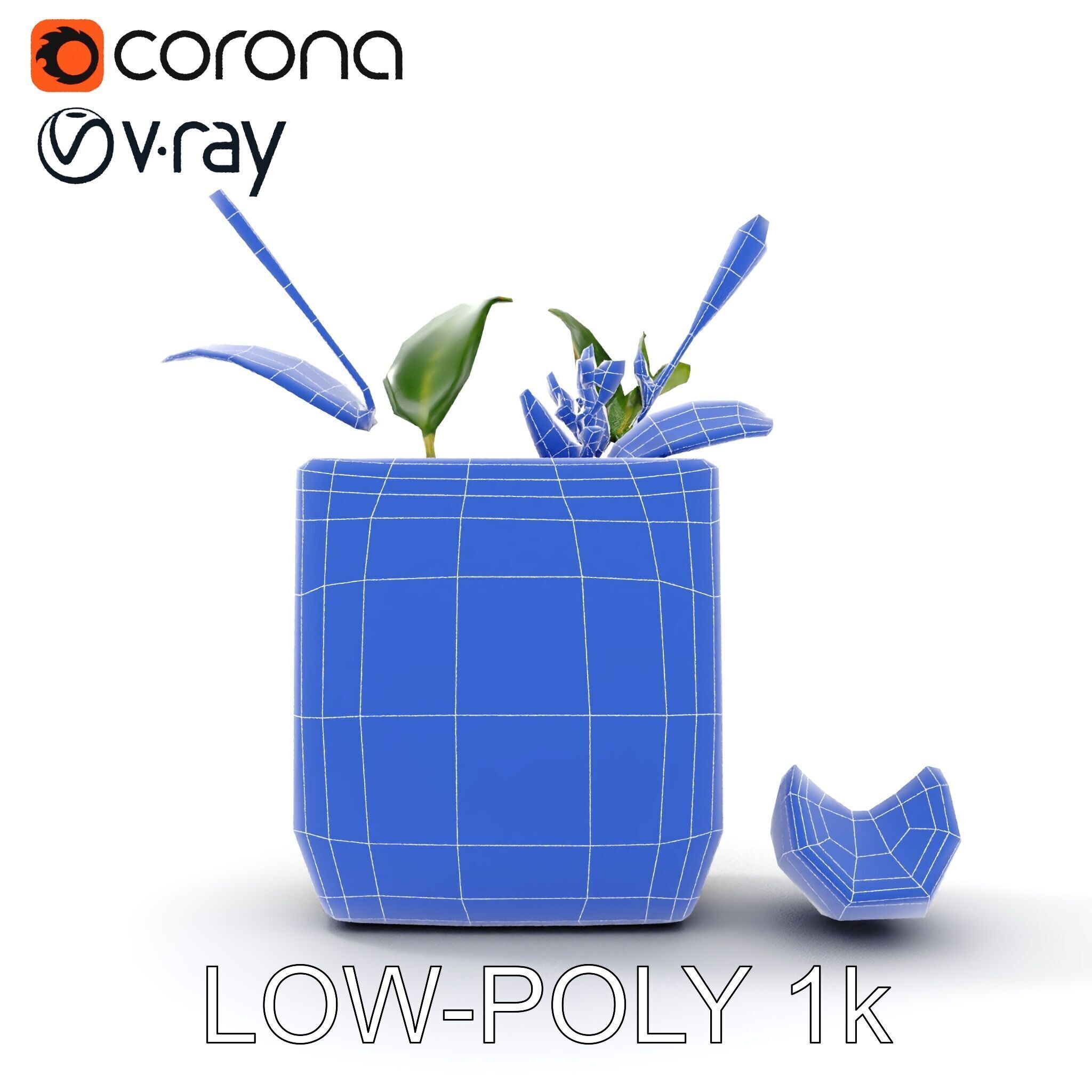 Marble Planter with Lime Slice Model Pack Low-poly 3D model_20
