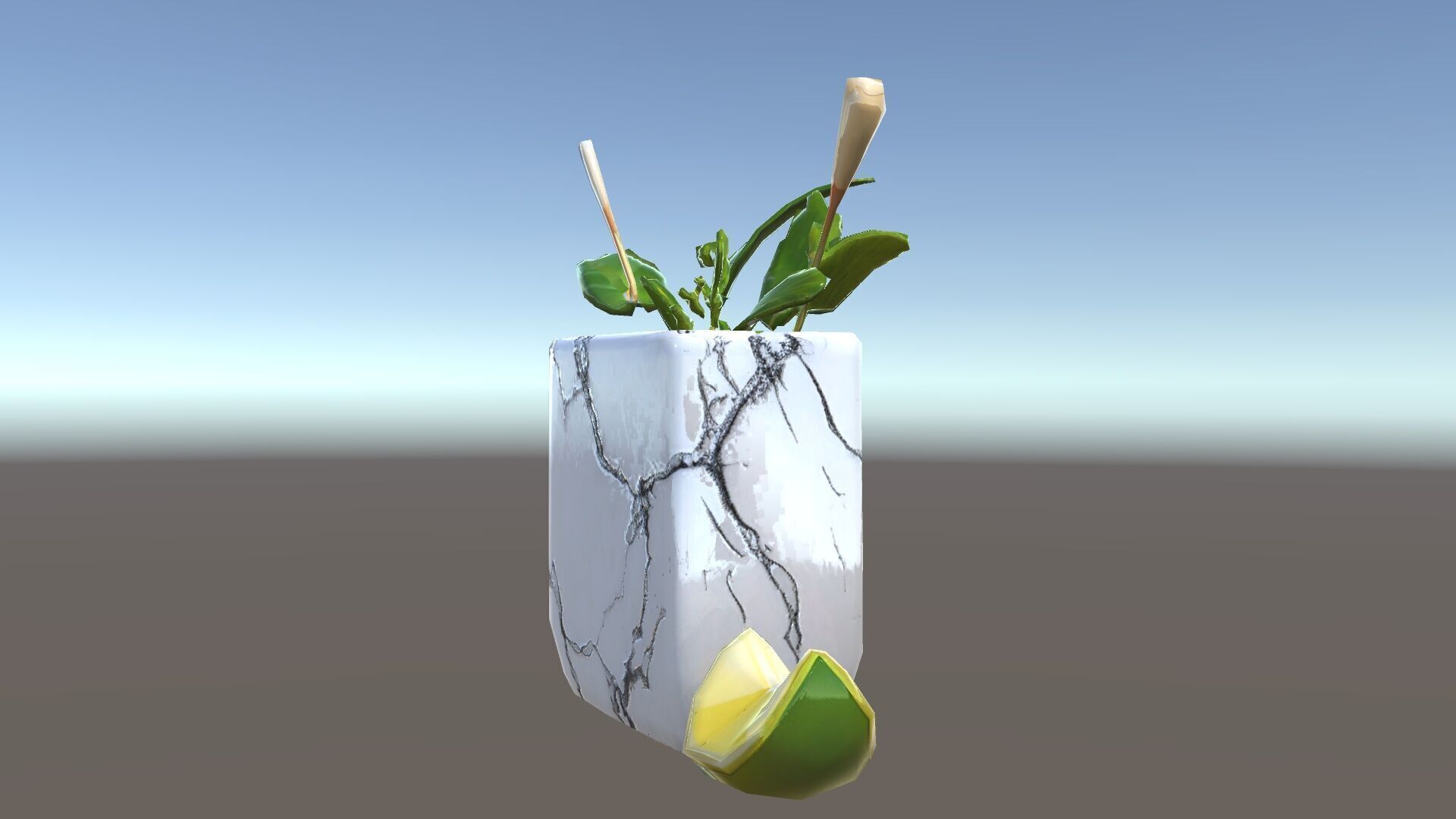 Marble Planter with Lime Slice Model Pack Low-poly 3D model_8