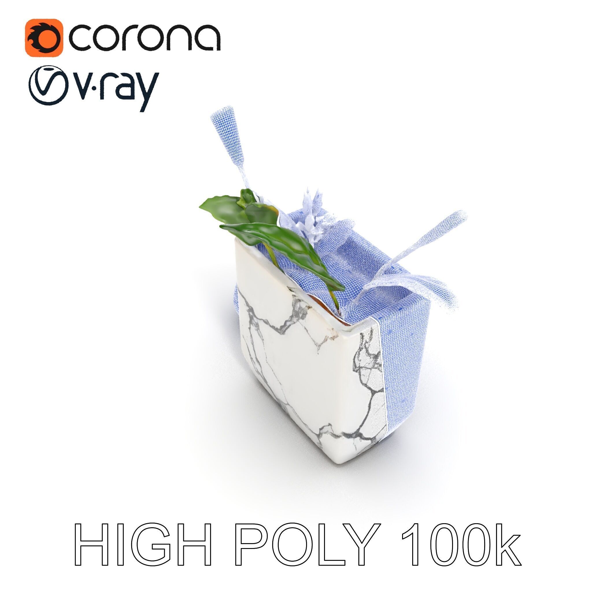 Marble Planter with Lime Slice Model Pack Low-poly 3D model_24